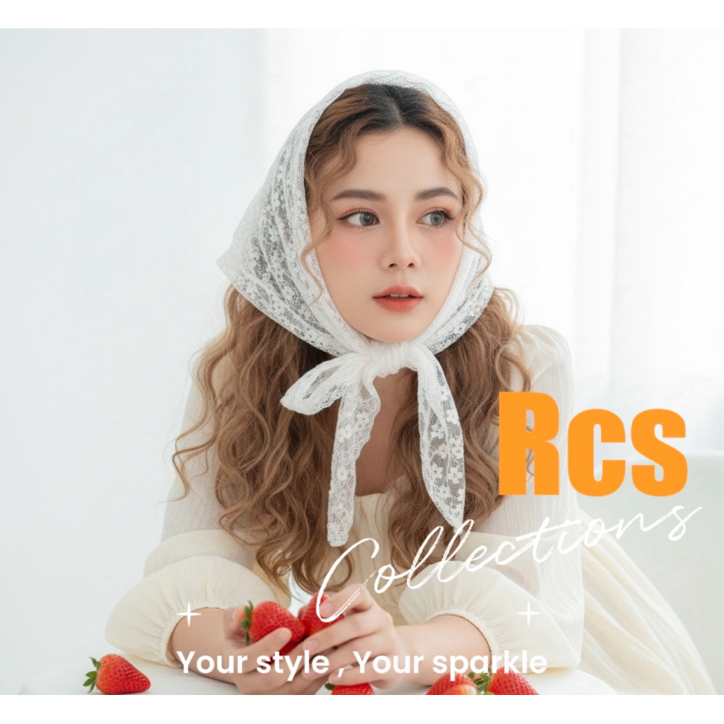 RCS -headband scarf renda gaya vintage aesthetic bando syal korea lace brukat bordir syal renda bung