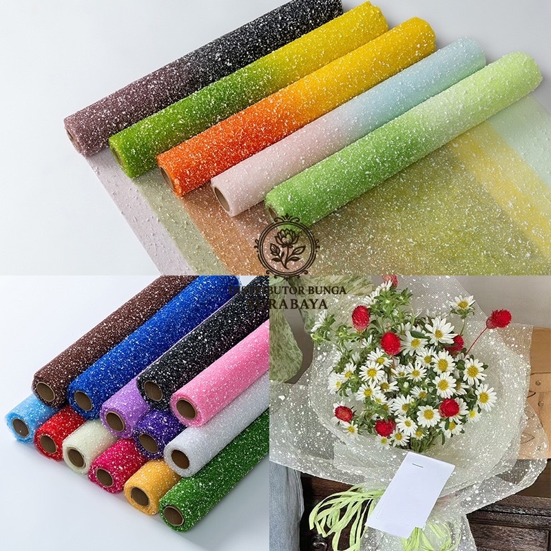 1 ROLL 50CM X 4YARD TILE SALJU OMBRE RAINBOW MIX COLOR GRADIENT GRADASI WRAPING WRAPPING BUNGA KAIN 