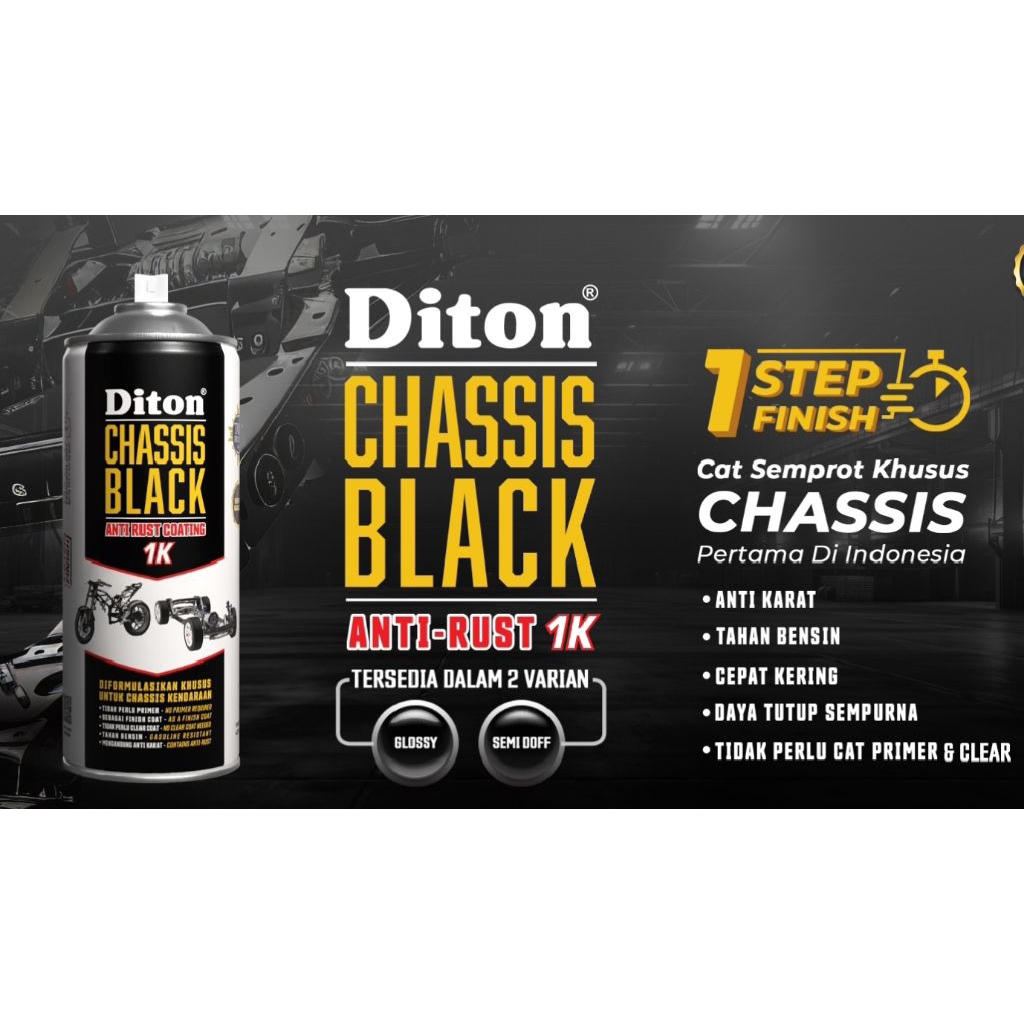 Pilok Cat Rangka Motor Mobil Hitam Anti karat Chassis Black 1K Diton