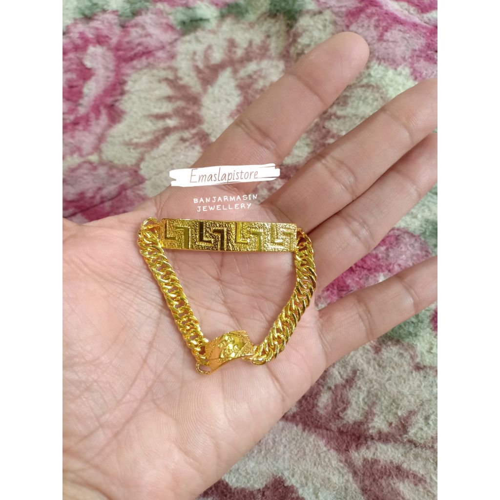 Gelang Anak Segi Plat "LL" Lapis Emas 999 Banjar