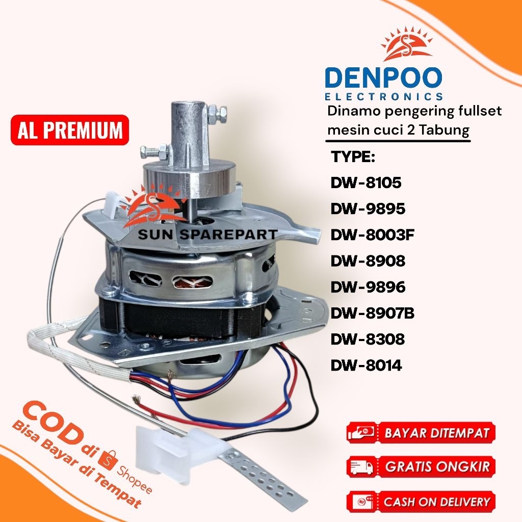 Dinamo pengering Denpoo Fullset Al premium DW-8014 DW-8308 DW-8907B DW-9896 DW-8908