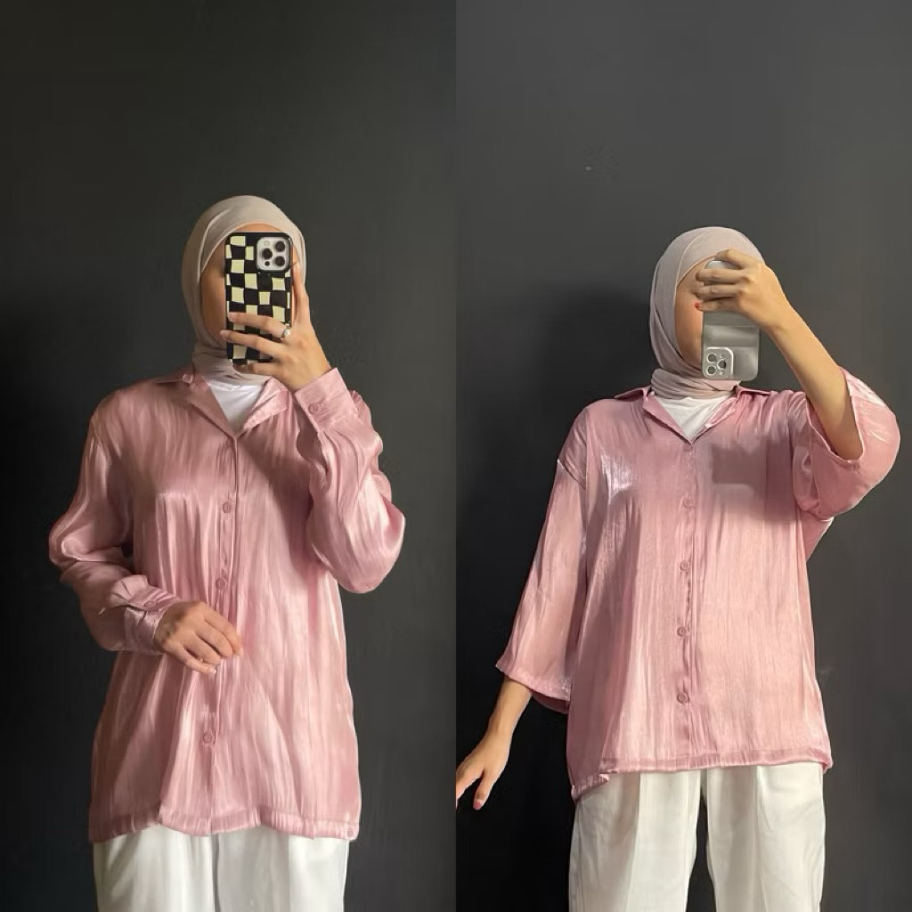 kemeja shimmer byneeth pink