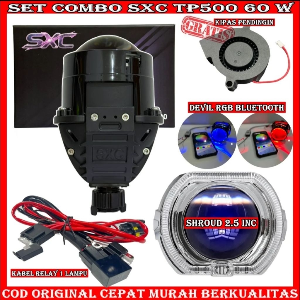 COMBO PAKET HEMAT BILED TP500 60 WATT BLUELENS ORIGINAL BILED SXC PAKETAN SET MOTOR MOBIL | BILED PR