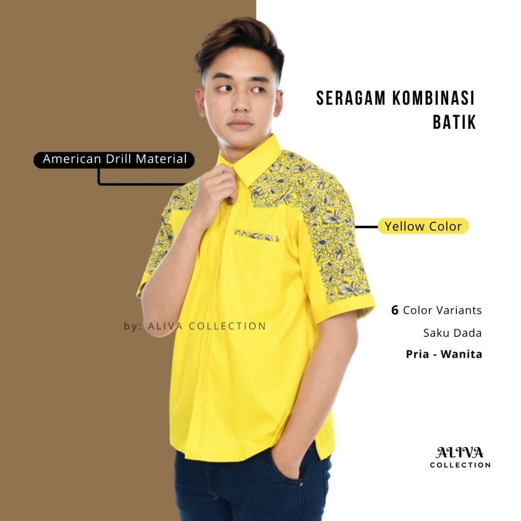 Seragam Kombinasi Batik | Seragam Batik | Kemeja Kerja Batik | Seragam Driver | Seragam Pramusaji