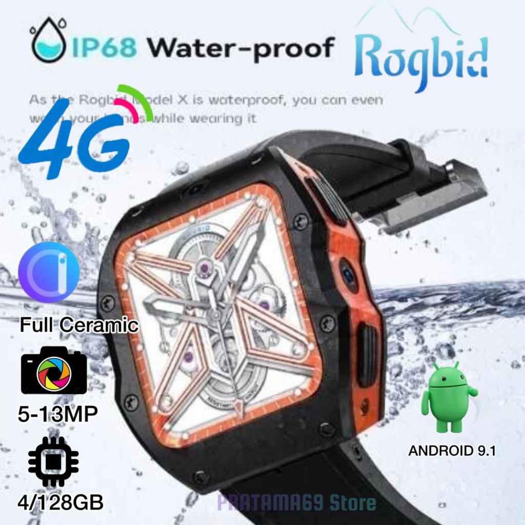 Smartwatch ROGBID X 4/128GB Waterproof IP68 4G Face unlock OS Android
