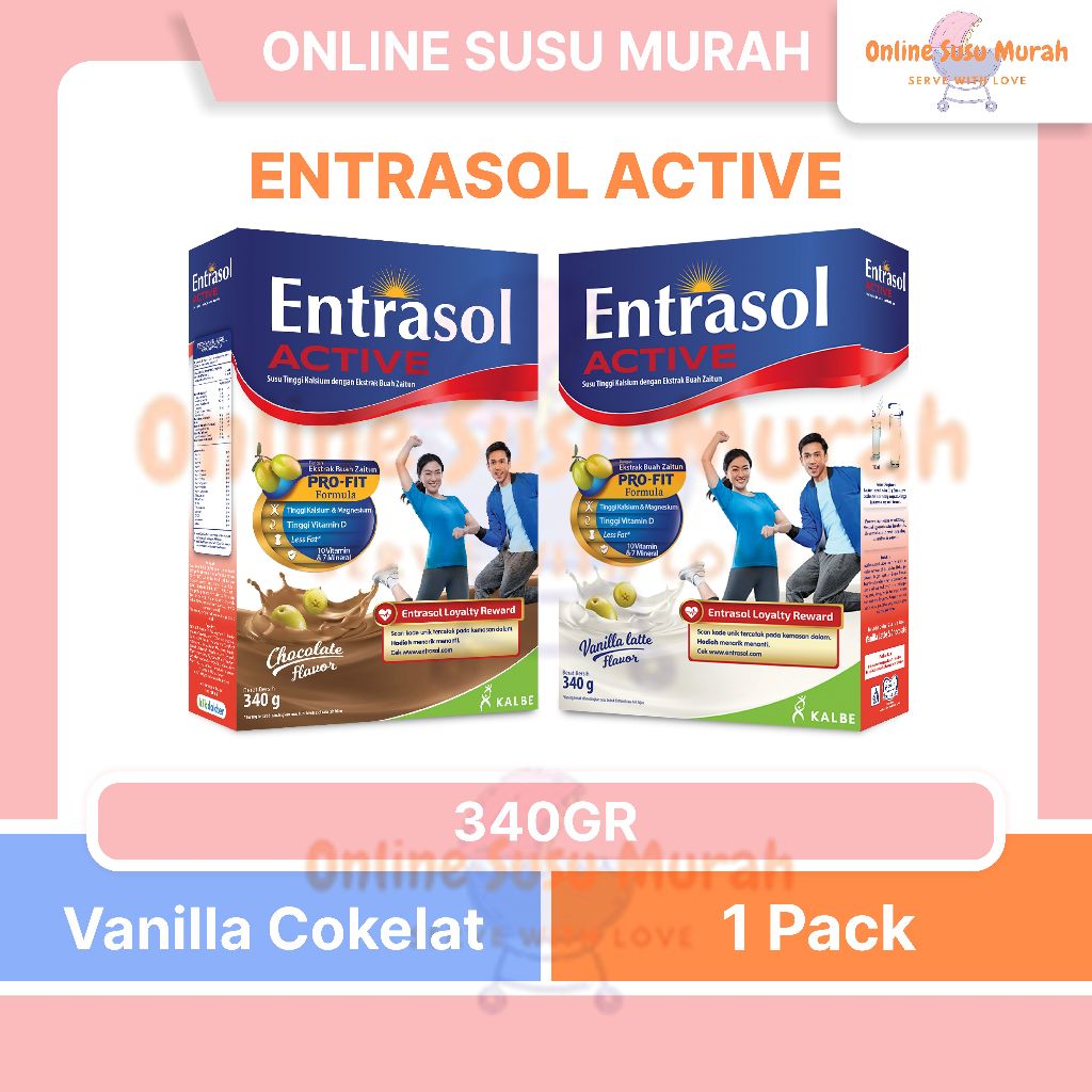 ENTRASOL ACTIVE PROFIT VANILA COKLAT 340 GR SUSU DEWASA 340GR SSKD