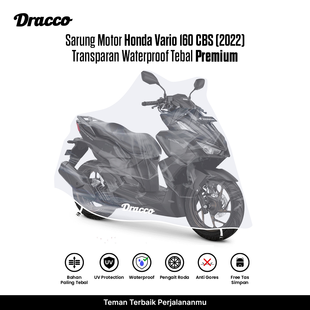 Sarung Motor Vario 160 CBS 2022 Transparan Tebal Waterproof Premium Penutup Anti Hujan Anti Gores