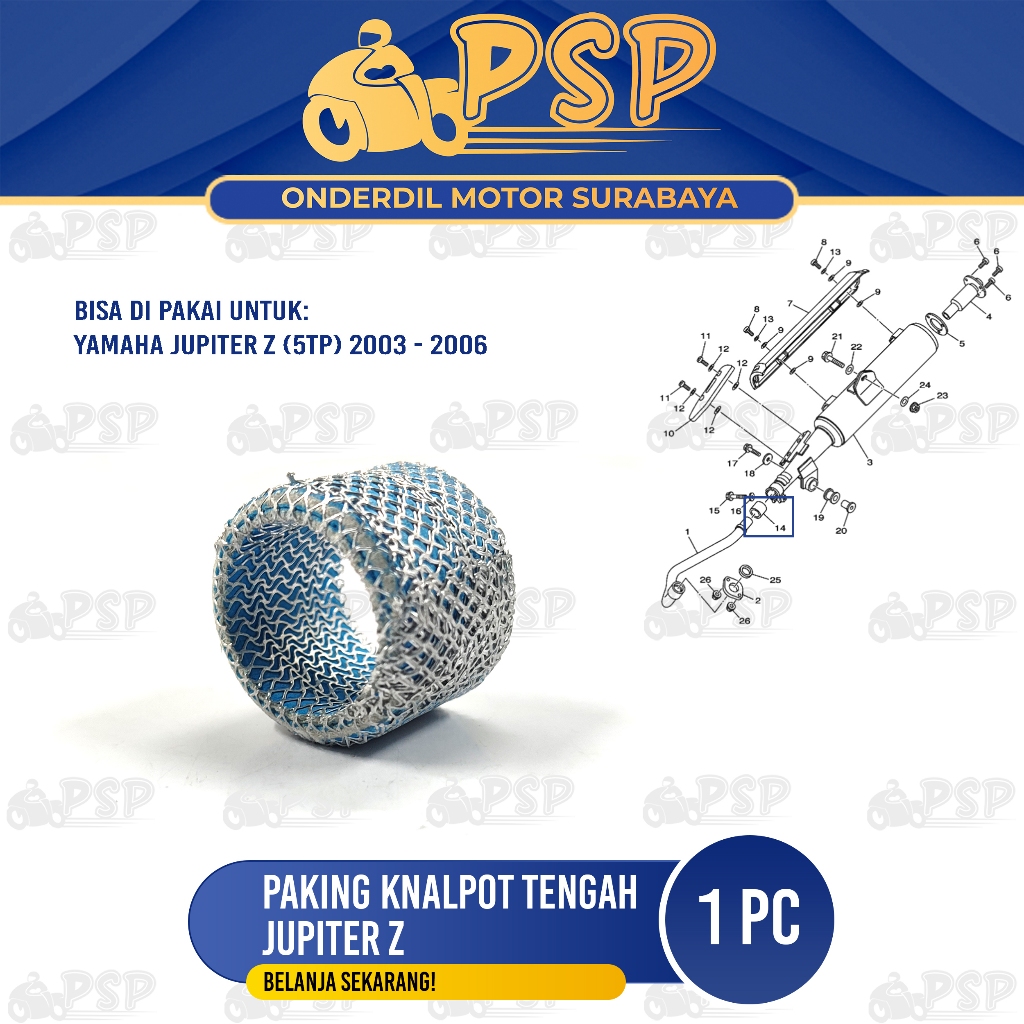 Paking Knalpot Tengah Jupiter Z - Packing Gasket Asbes Silincer Kenalpot Yamaha Jupiter Z 5TP 2003