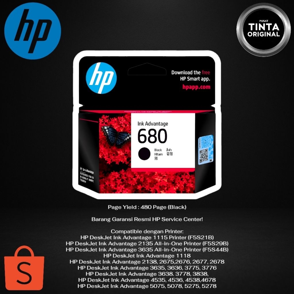 Tinta Hp 680 / Tinta Cartridge Hp 680 Black Original