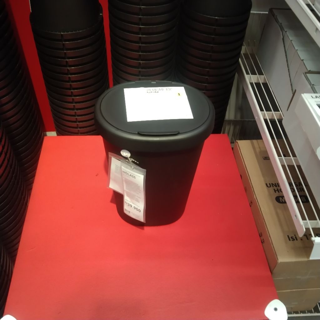 Tempat sampah hitam minimalis dg tutup 8L kotak sampah kamar mandi kamar tidur