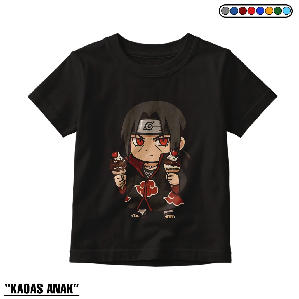 Kaos Anak Stiker Itachi Uchiha Lucu kaos Cartoon Itachi Uchiha Kaos T-Shirt Distro Terbaru