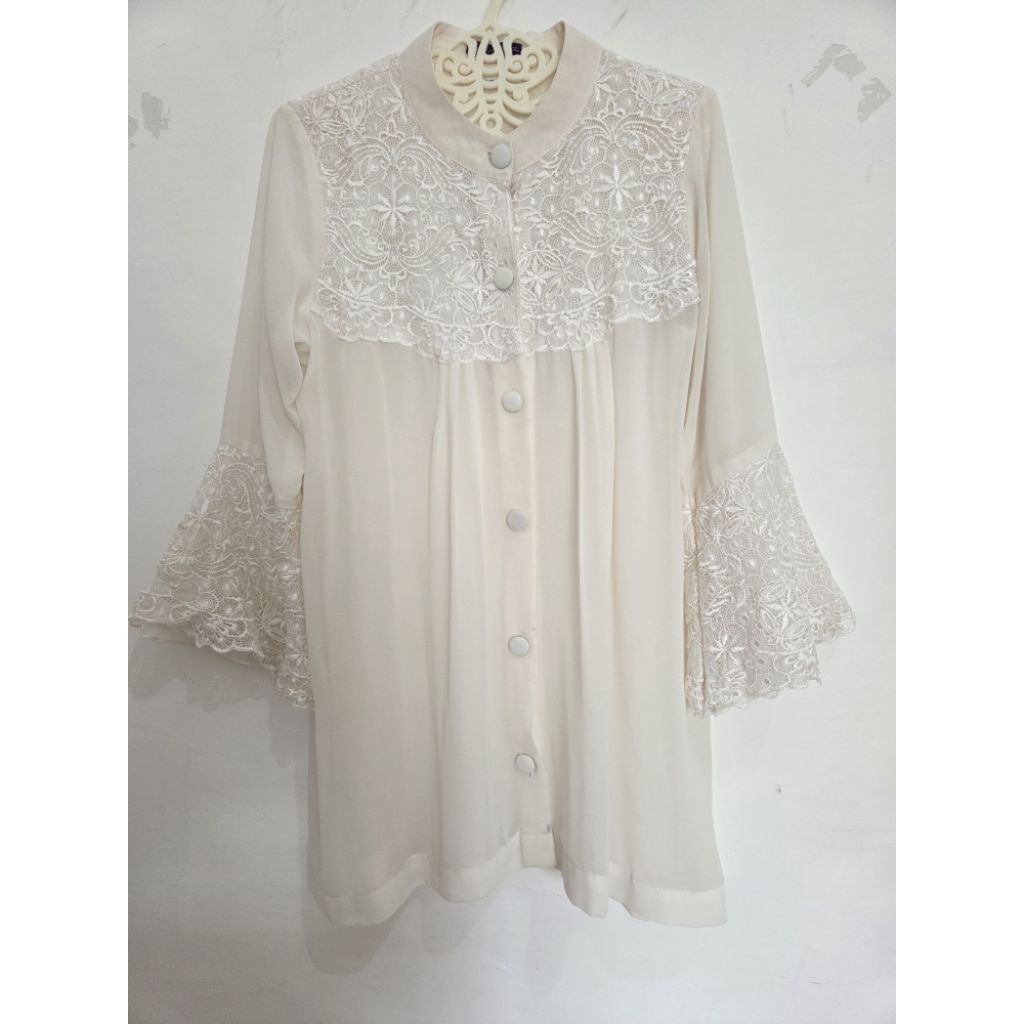 Baju Blouse Atasan Kebaya Putih Brukat Bordir Siffon Wisuda Kondangan Perpisahan Cewek Wanita