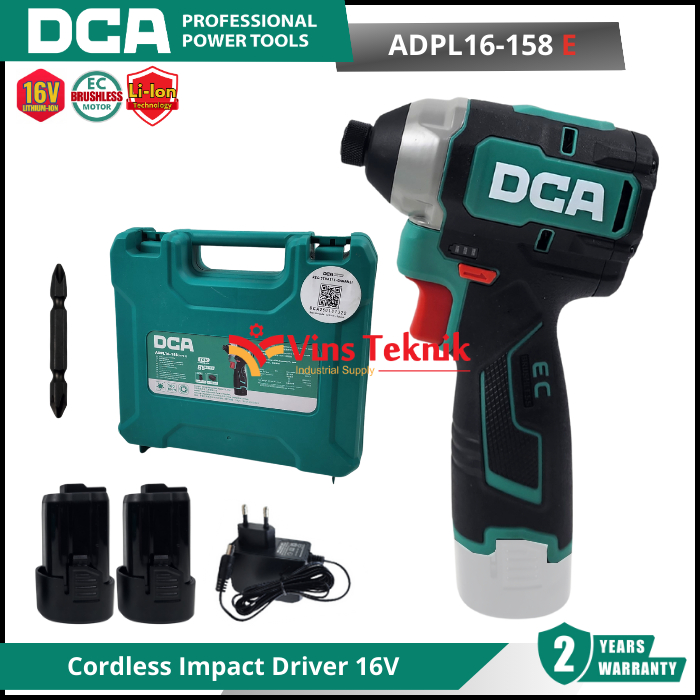 DCA ADPL16 158 E Mesin Bor Obeng Baterai Cordless Brushless Impact Driver 16V ADPL16 158E