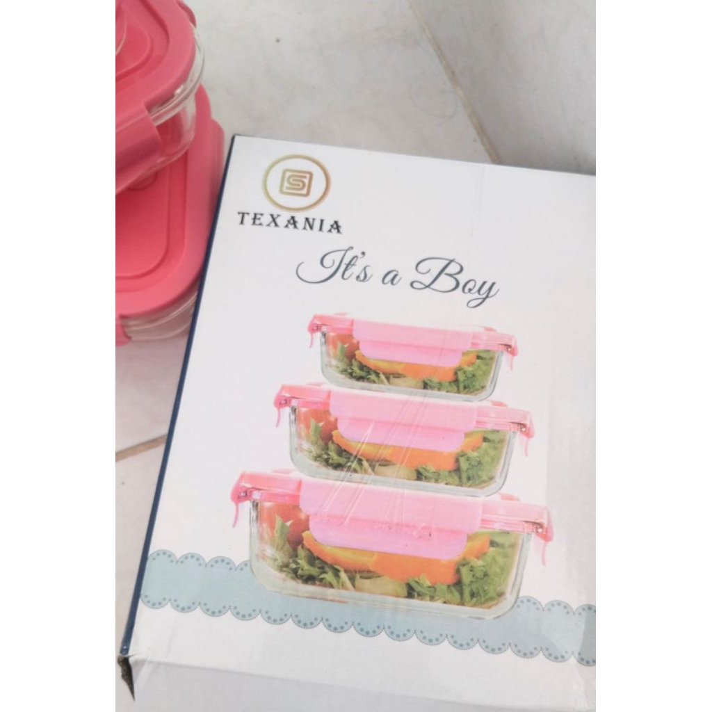 tupperware GLASSLOCK CONTAINER 1SET isi 3 kaca tebal