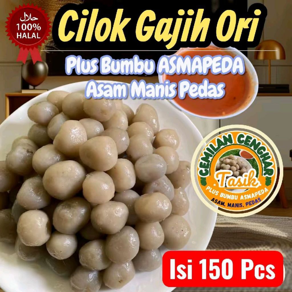 Cilok GAJIH PEDAS Isi 150 Pcs Plus Bumbu ASMAPEDA Asam Manis Pedas Snack Makanan