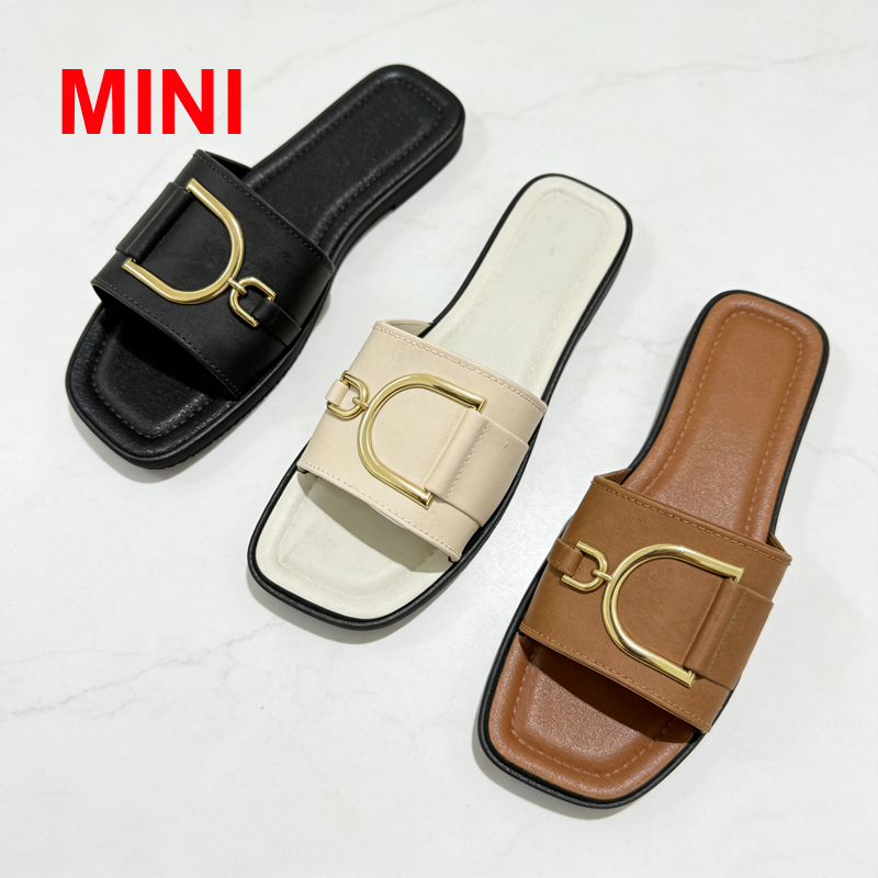 MINISOS Sandal Datar Anti Selip Gaya Baru Musim Panas Wanita, Sandal Peri Gaya Chanel, Sepatu Datar 
