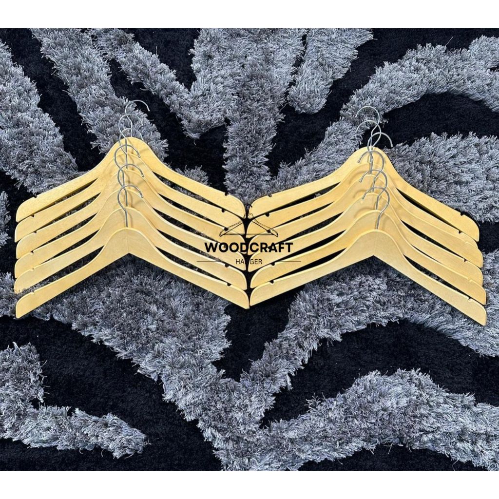 Hanger Kayu Dewasa 1 Lusin - Premium NaturalWood Wardrobe Essentials