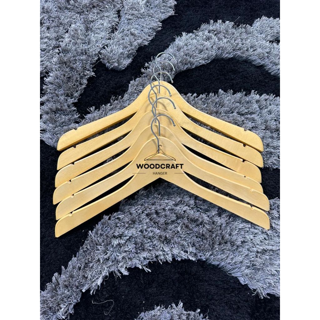 Hanger Kayu Dewasa 6 Pcs - NaturalWood Wardrobe Essentials