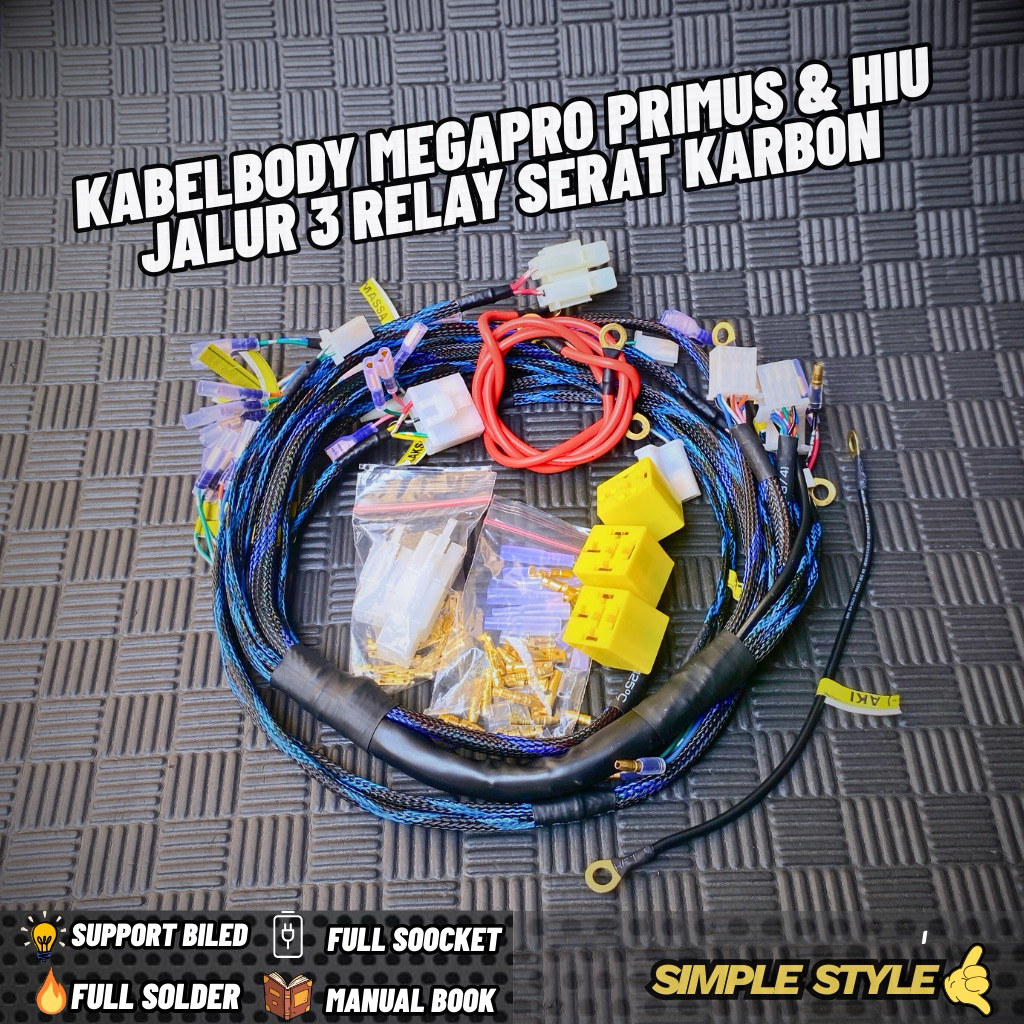 KABEL BODY MEGAPRO HIU/PRIMUS MOTIF SERAT RAPI JALUR 3 RELAY