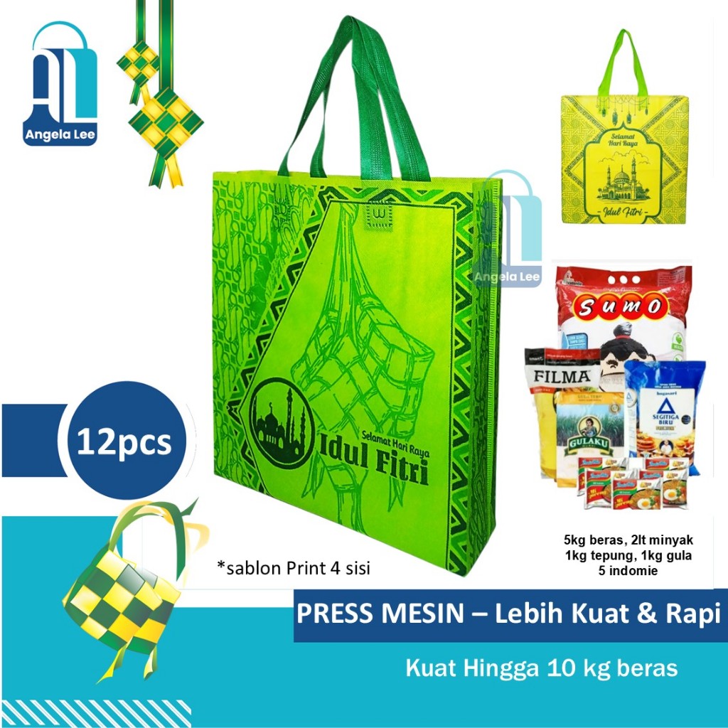 Tas kain Spunbond PRESS Lebaran Paket Idul Fitri Ramadhan Syukuran THR biskuit sirup