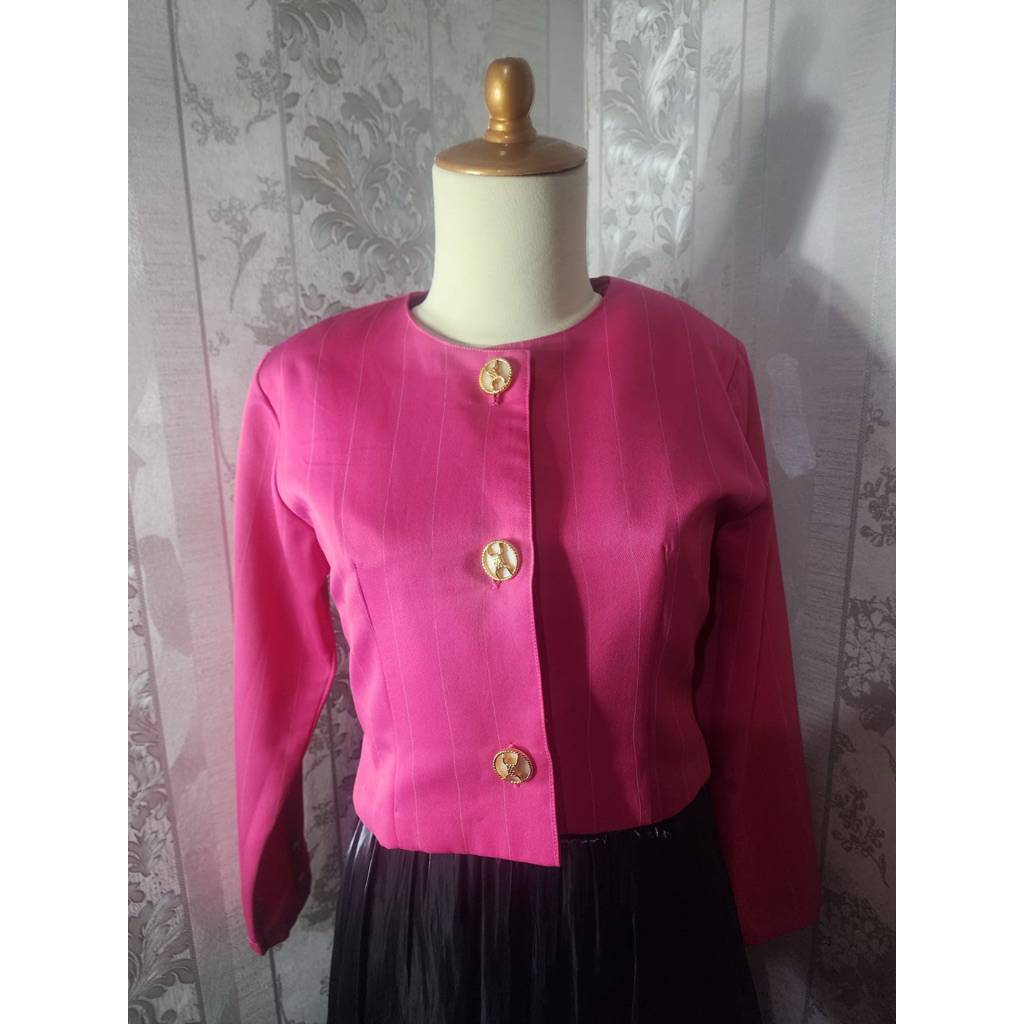 Blazer Crop Pink Fanta Unik