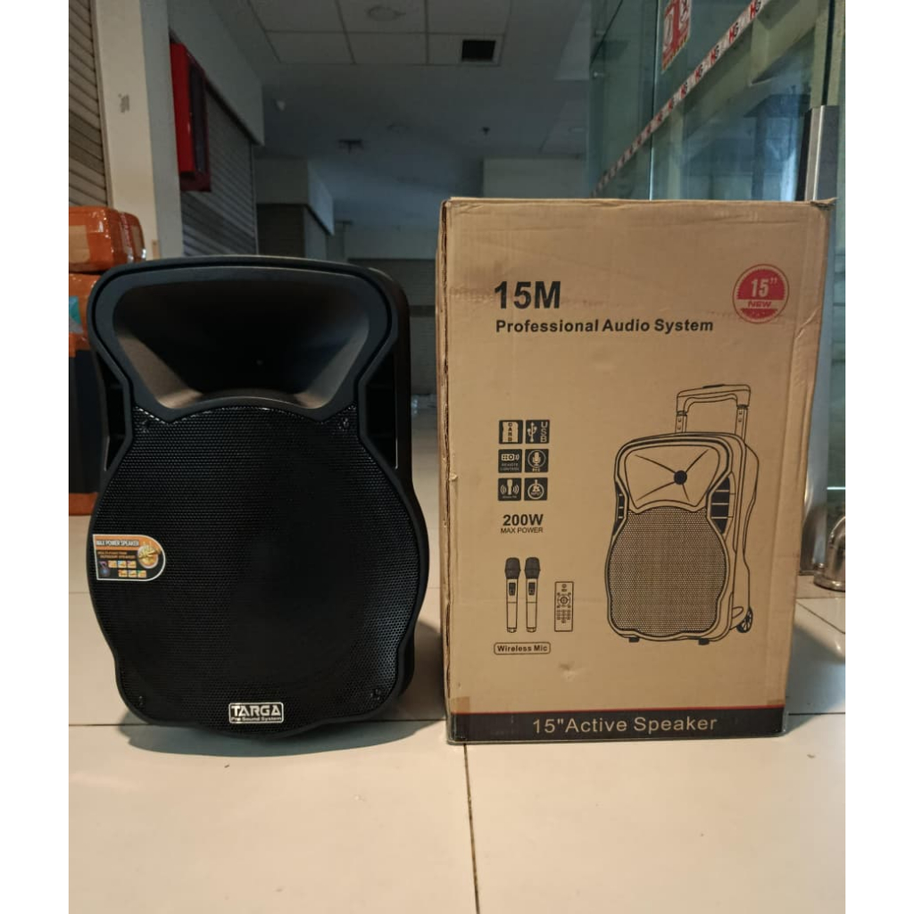 Speaker Portable Wireless TARGA 15 M Aktif 15 Inch Bluetooth Usb ORI