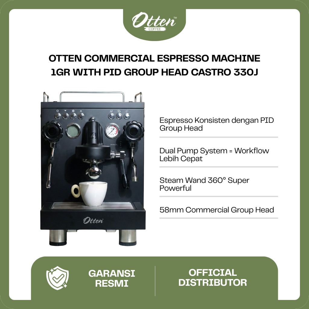 Otten - Commercial Espresso Machine 1GR with PID Group Head (Castro 330J) - Mesin Kopi Komersial
