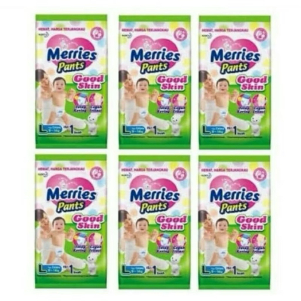 Merries Pants Renceng isi 6 Sachet ujuran L popok Merries.