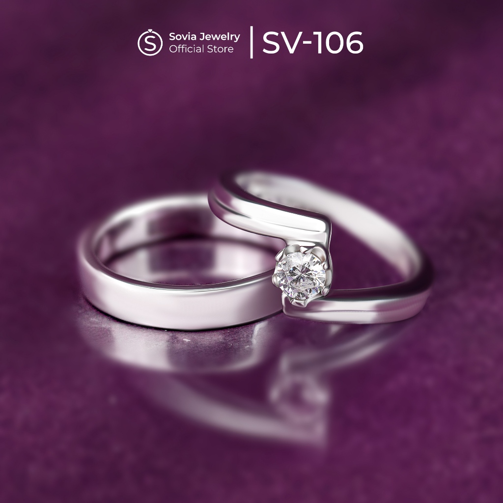 Sovia Jewelry - Cincin Couple Lamaran Palladium 5% & Emas Putih 5%  Desain SV-106