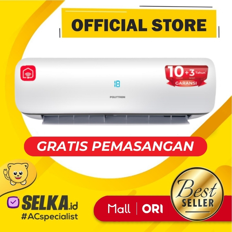 AC POLYTRON PAC-05VZSI + PASANG / 05 VZSI AC SPLIT 1/2 PK STANDARD SMART NEUVA ICE PRO