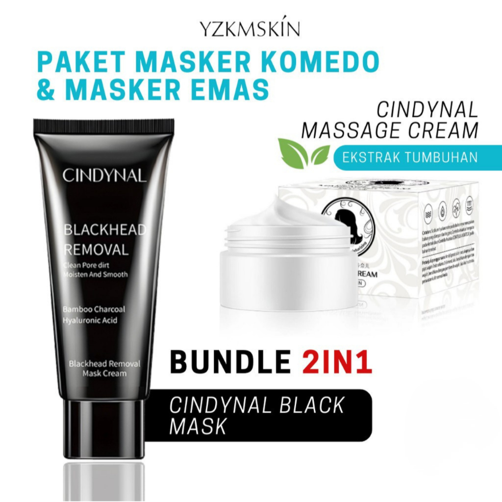 YZKMSKIN - [BUNDLE]  - 2Pcs Perawatan Wajah Cindynal  Black Mask Masker Komedo Hidung Membandel 60g 