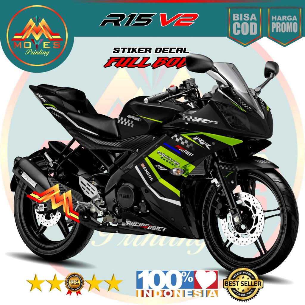 Decal Stiker Yamaha R15 V2 Full Body - sticker motor variasi r15 v2 monster energy