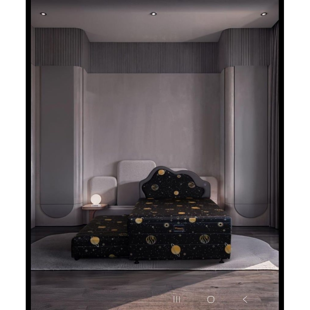 SPRINGBED MERK ANGEL TYPE BED DORONG 2 IN 1 Type Planetz , lengkap GARANSI RESMI PABRIK. UK.120 X 20