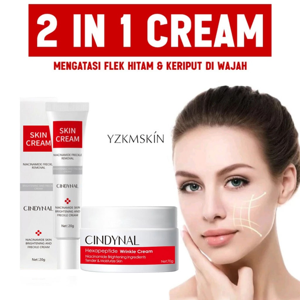 YZKMSKIN - 2 IN 1 Paket Hemat Cream Menghilangkan  & Kerutan / CINDYNAL  Moisturizer Hexapeptide Ant