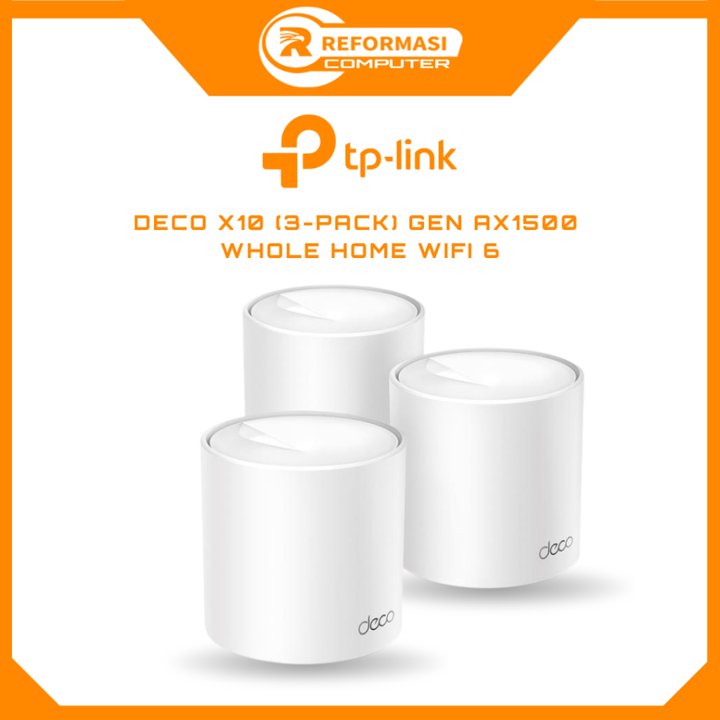 TP-Link Deco X10 AX1500 Router Whole Home Mesh WiFi 6 / Up To 1500 Mbps / Garansi 1 Tahun - 1/2/3 Pa