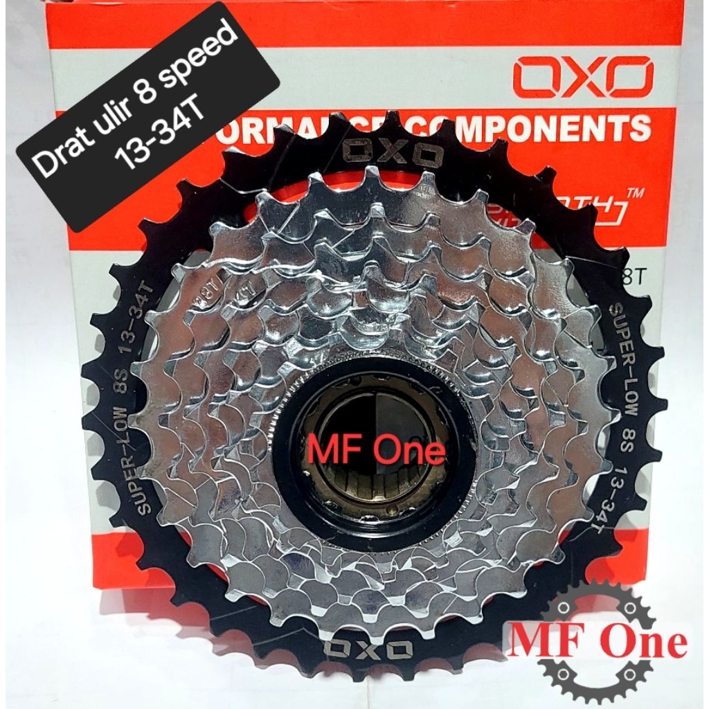Gear Freewheel OXO 8 Speed 13 - 34T Megarange Sprocket Drat Ulir 8sp Versi Terbaru