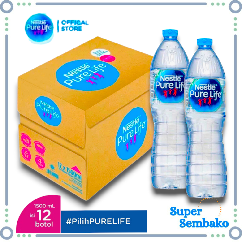 AIR MINERAL NESTLE PURE LIFE BOTOL BESAR 1500ml PER DUS ISI 12 BOTOL INSTANT MAKASSAR