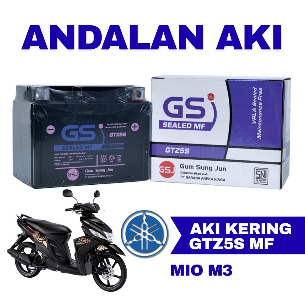 Aki Motor Yamaha Mio M3 GTZ5S Aki Kering Accu Kering MF