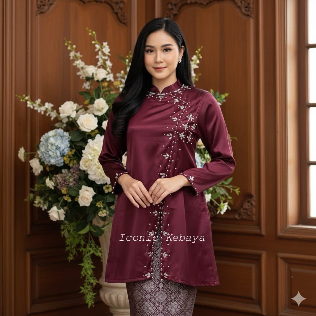 Kebaya Janggan Modern | Kebaya Satin Janggan One Set Premium - Kebaya Kondangan Wanita Modern