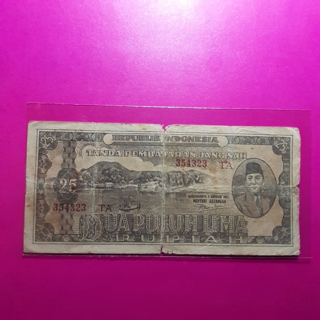 uang kuno 25 rupiah ori 1947