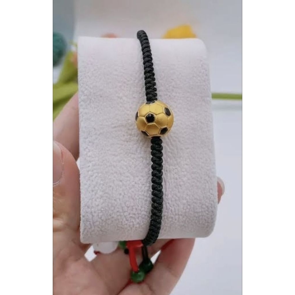 MELDY SHOP ~ Gelang bola / sepakbola emas hongkong HK 24 karat tali china merah keberuntungan kado u