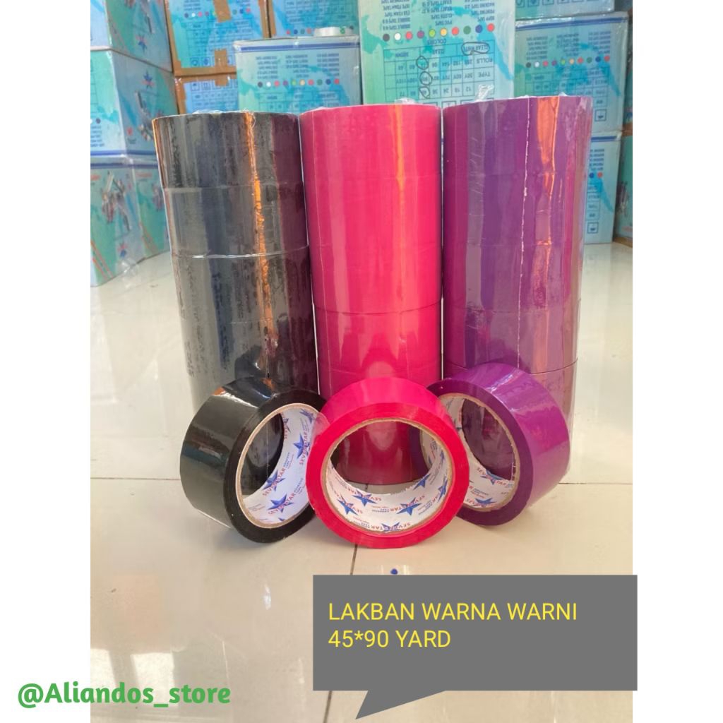 ( 1 pcs) Lakban isolasi perekat warna warni / lakban warna merah kuning biru hijau pink ungu putih h