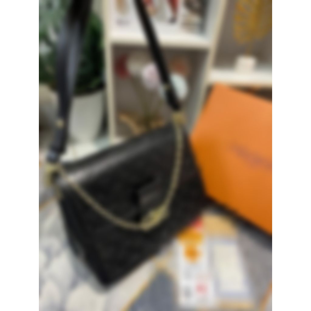 Tas Wanita Selempang Top handle Bahan Kulit Embos Uk30cm Free Box Tali Kulit Tali Rantai Fakebill ||