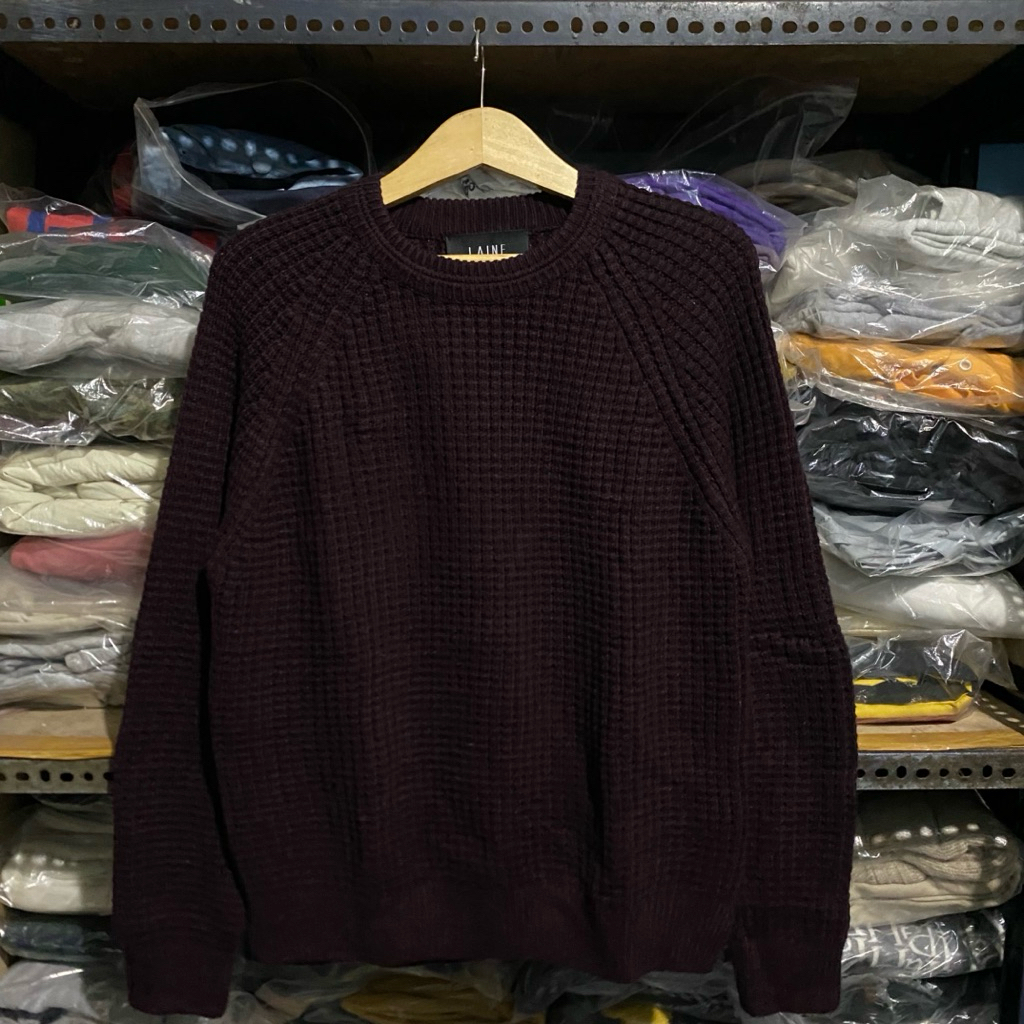 Laine Wool Acr Textured Knit Merah Size L 65x54