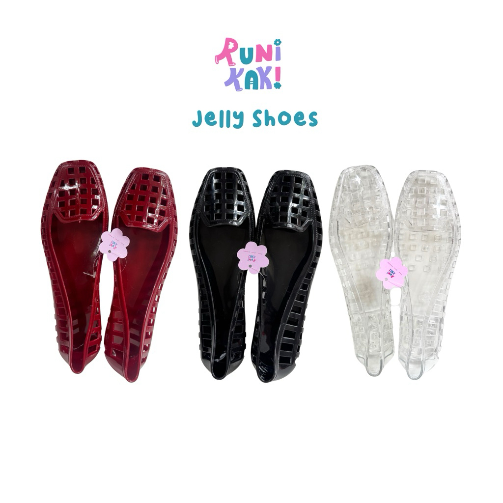 Runikaki Jelly Shoes | Flat Shoes Clear | Sepatu Jelly | Sepatu Bunga Korea 2025 | Flatshoes Karet P