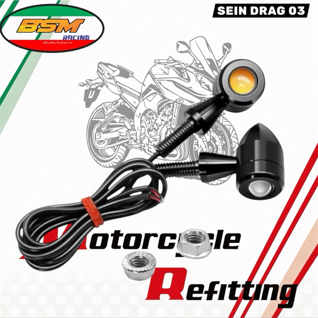 BSM Motoparts Lampu sein Drag minu aluminium Sen sepeda motor