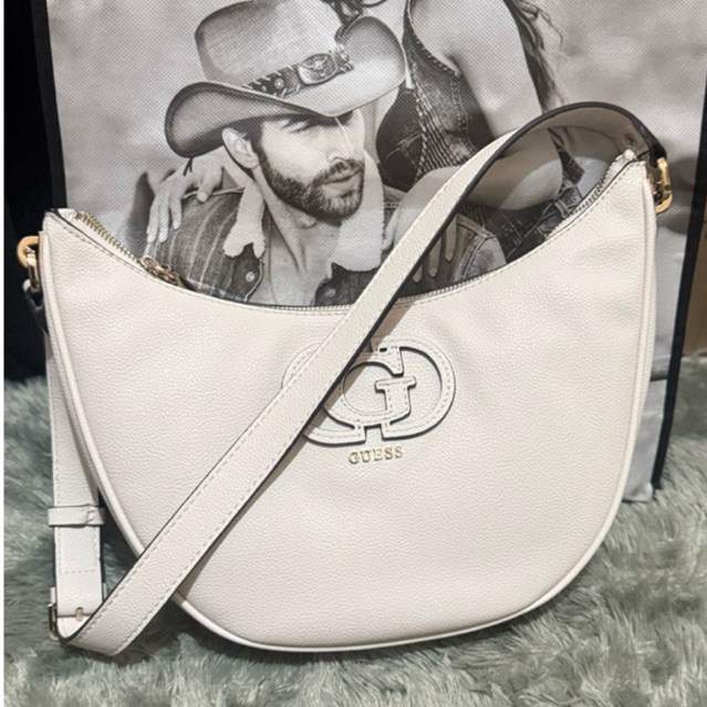 GUESS CALEBRA HOBO SHOULDER BAG WHITE