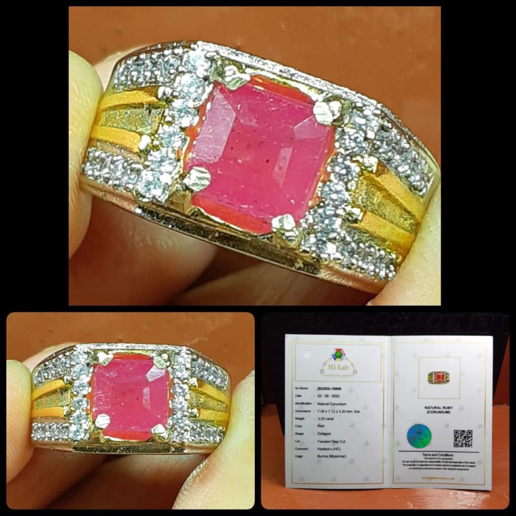 natural Ruby Burma Myanmar kristal + sertifikat lab