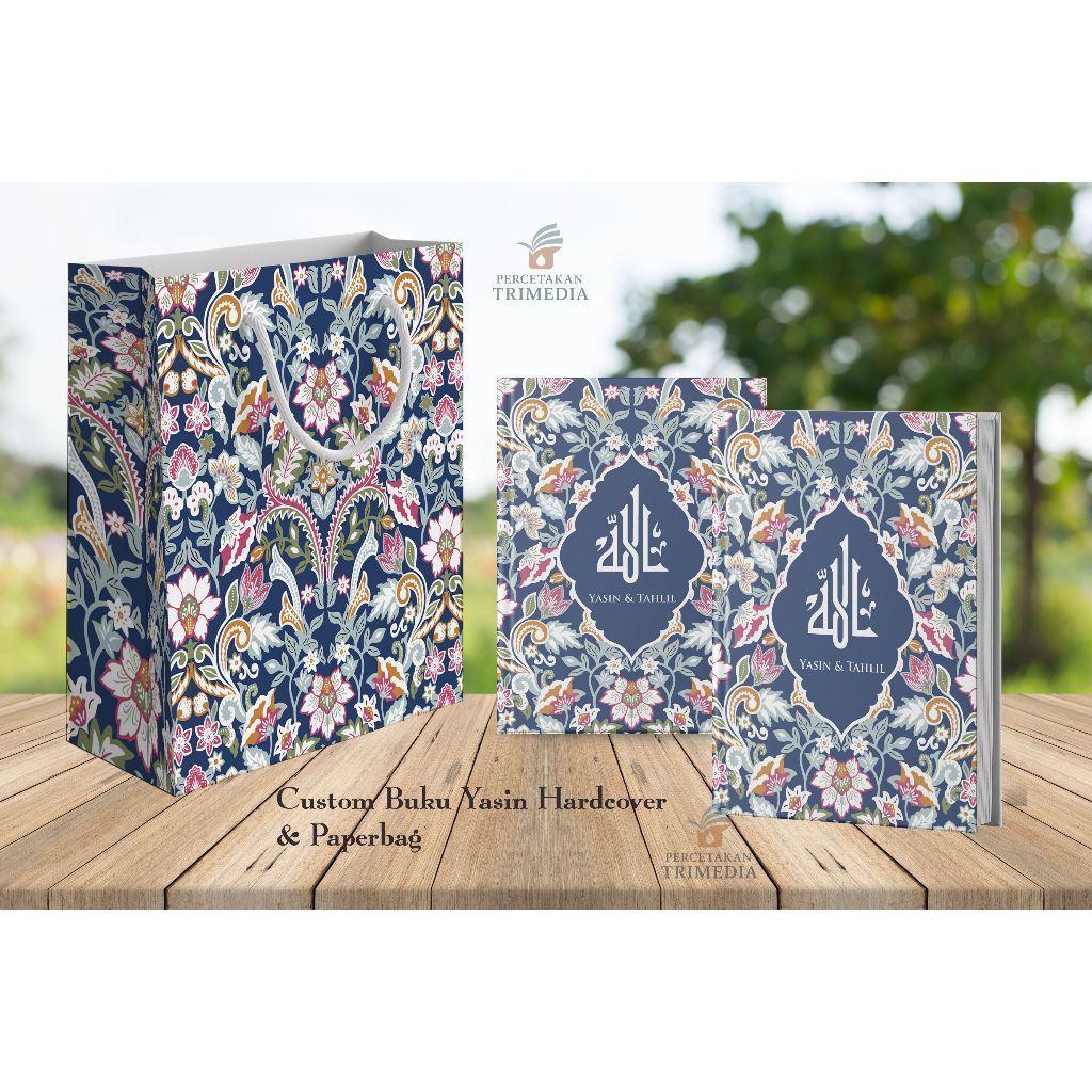 Buku yasin dan tahlil hardcover custom desain / Paket buku yasin paperbag custom / isi buku 128 hala