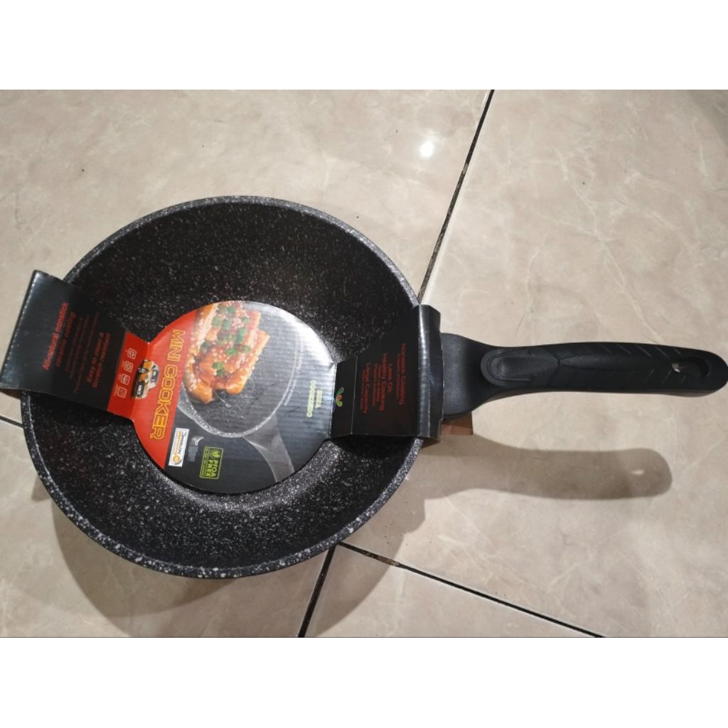 wok pan 24 cm bima cookindo + tutup kaca